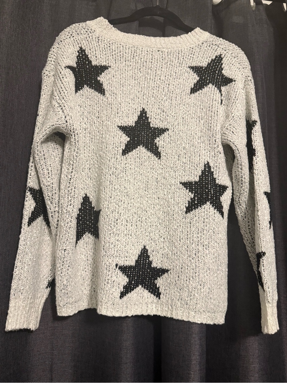 Star Print White Sweater - Women